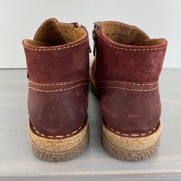 Born Tora Booties Ankle Boots Women Size 7.5M Red Suede Leather Bohemian Comfort - Picture 5 of 10